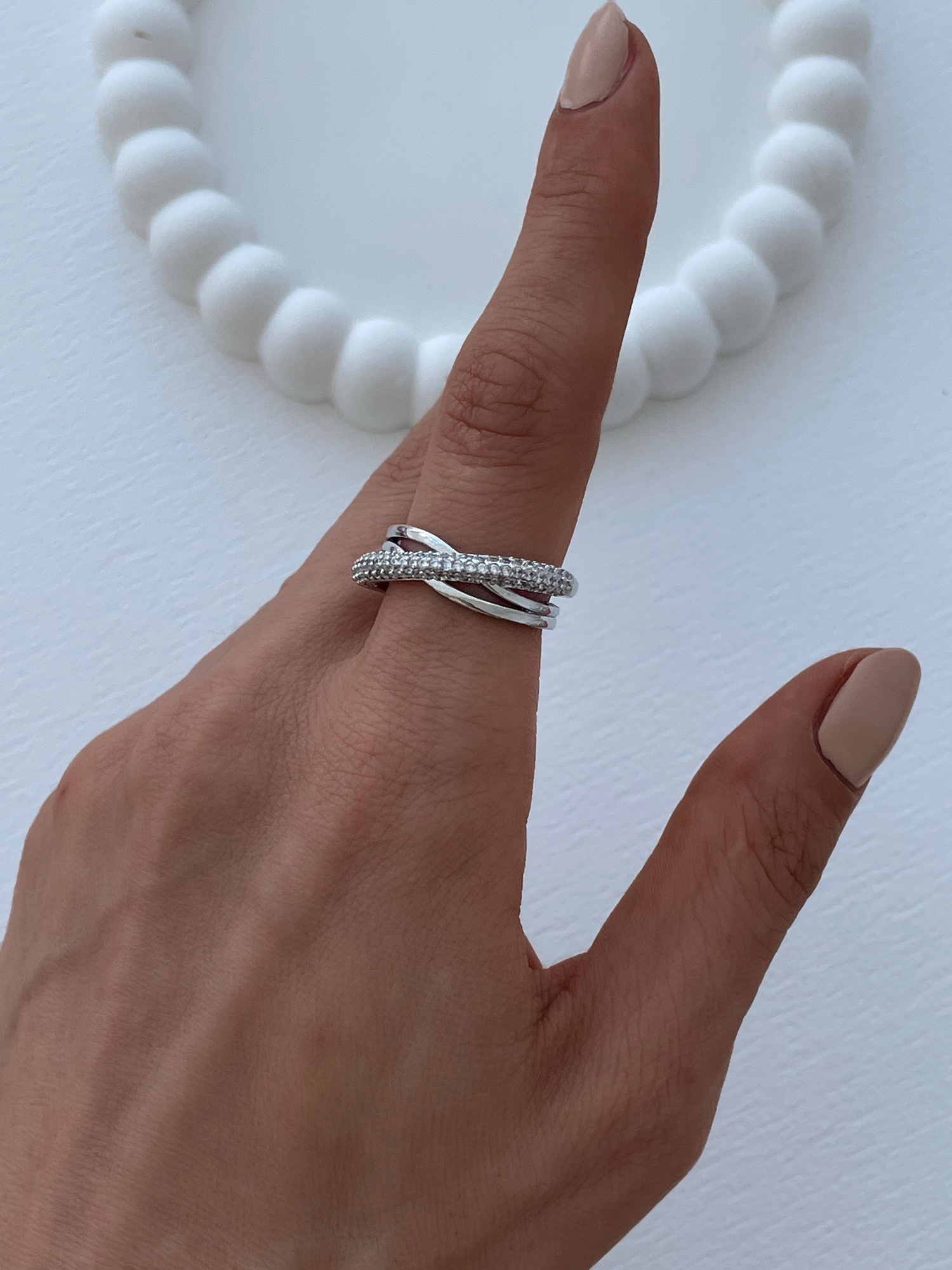 img_4322-2 Özel Seri Zirkon Taşlı Çapraz İkili Ayarlanabilir Gümüş Yüzük