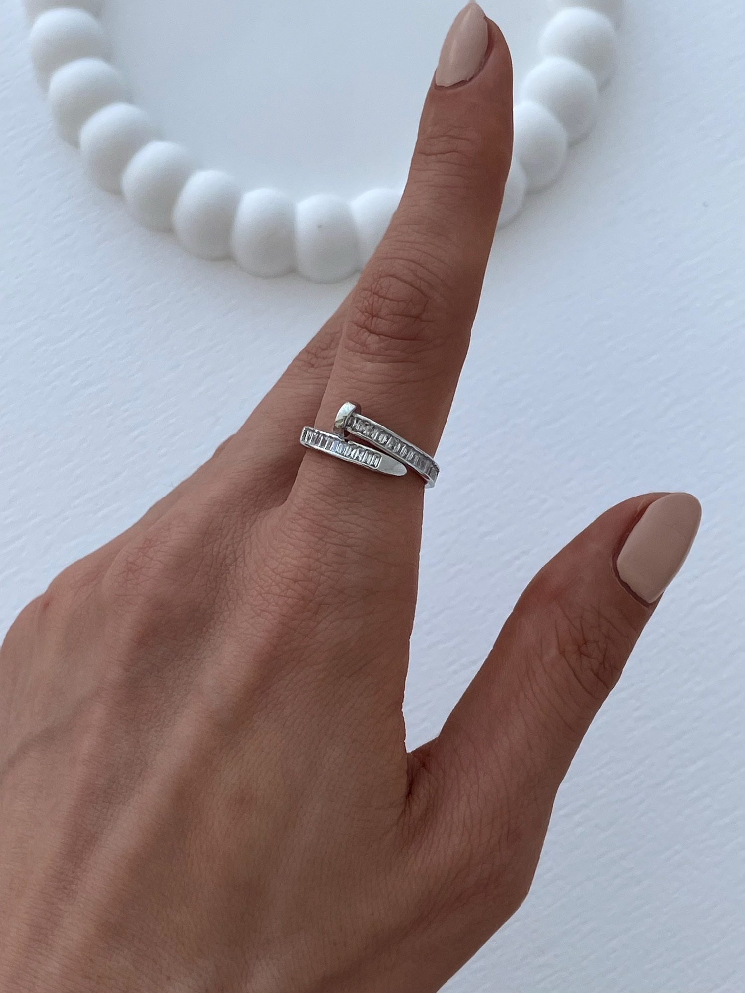 img_4373-5 Özel Seri Baget Taşlı Çivi Tasarım Ayarlanabilir Gümüş Yüzük