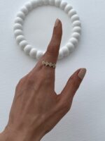 Özel Seri Marka Model Yonca Tasarım Zirkon Taşlı Ayarlanabilir Gold Yüzük - Görsel 3