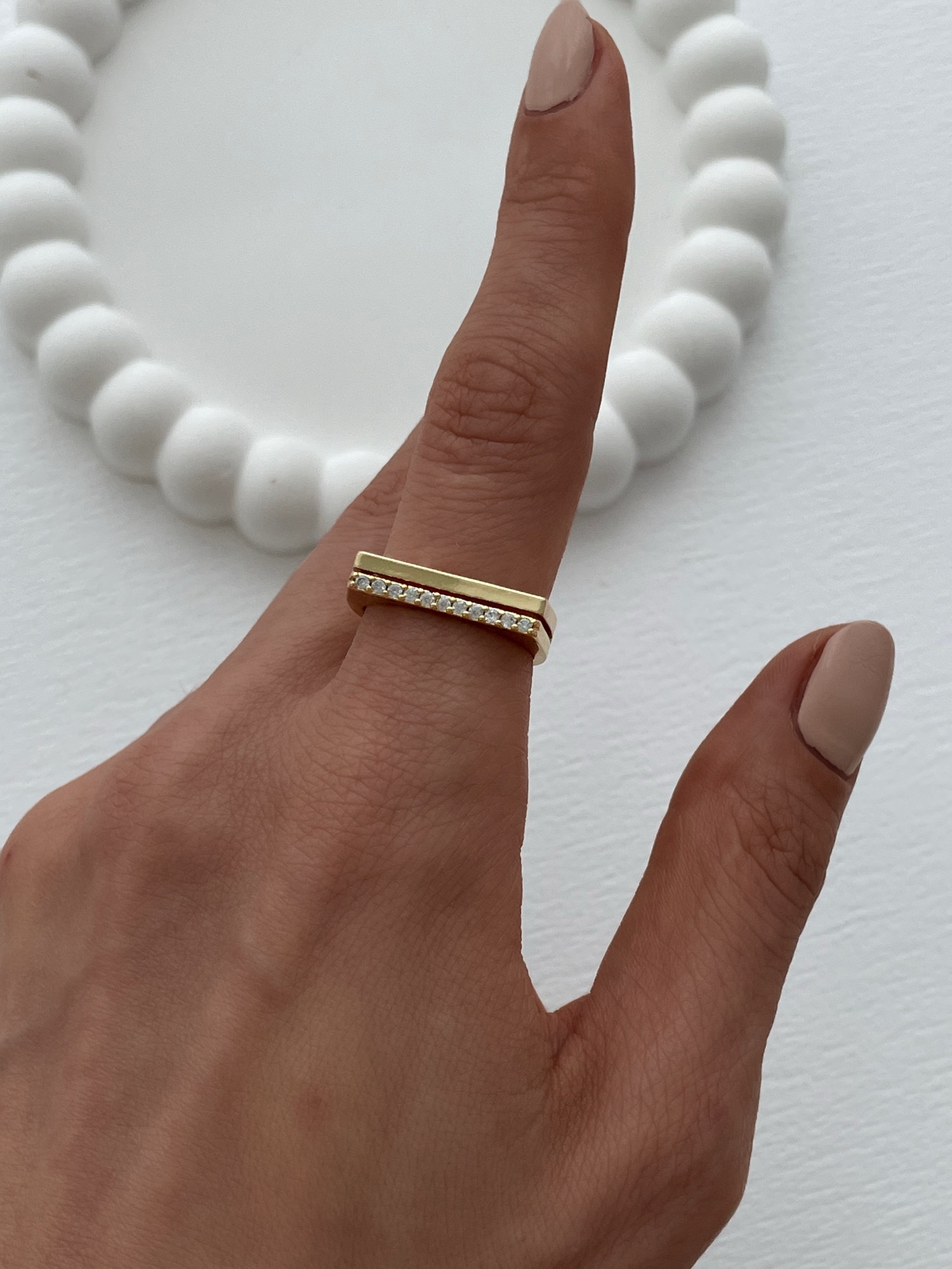 img_5361-5 Özel Seri Zirkon Taşlı Kare Tasarım Ayarlanabilir Gold Yüzük