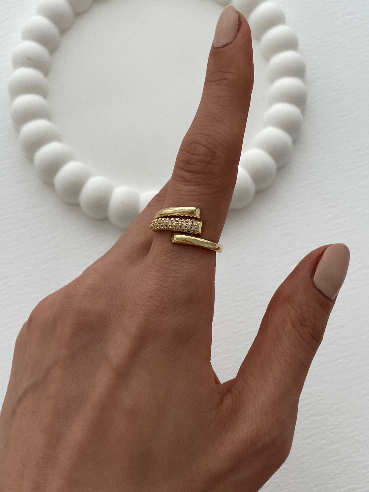 img_5602-5 Özel Seri Zirkon Taşlı Üçlü Şerit Tasarım Ayarlanabilir Gold Yüzük