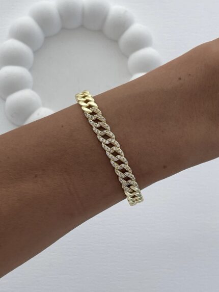 Özel Seri Zirkon Taşlı Gurmet Tasarım Sıkıştırılabilir Gold Bileklik