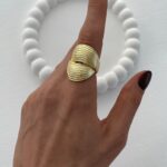 Özel Seri İç İçe Tırtık Tasarım Gold Yüzük