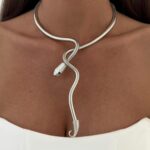 Özel Seri Sarmal Yılan Tasarım Gümüş Choker Kolye