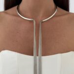 Özel Seri Uzun Zincir Tasarım Gümüş Choker Kolye