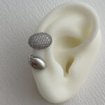 Özel Seri Zirkon Taşlı İkili Oval Tasarım Gümüş Earcuff Küpe (Delik Gerektirir)