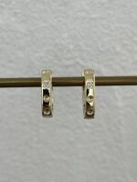 Özel Seri Zirkon Taşlı Büyük Dikdörtgen Gold Küpe - Görsel 3