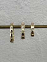 Özel Seri Zirkon Taşlı Büyük Dikdörtgen Gold Küpe - Görsel 8