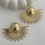 Özel Seri Yarım Güneş Tasarım Gold Küpe