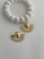 Özel Seri Yarım Güneş Tasarım Gold Küpe - Görsel 5