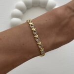 Özel Seri Baget Taşlı X Tasarım Gold Bileklik