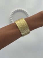 Özel Seri Kendinden Desenli Gold Ayarlanabilir Bileklik - Görsel 3