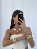 Özel Seri Deniz Kabuğu & Yıldız Beyaz Gold Kolye - Görsel 5