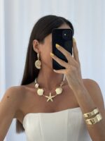 Özel Seri Deniz Kabuğu & Yıldız Beyaz Gold Kolye - Görsel 2