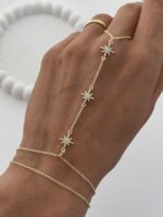 Özel Seri Zirkon Taşlı Üçlü Yıldız Tasarım Gold Şahmeran