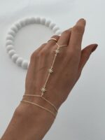 Özel Seri Zirkon Taşlı Üçlü Yıldız Tasarım Gold Şahmeran - Görsel 2