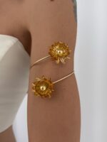 Özel Seri Çiçek Tasarım Ayarlanabilir Gold Pazu Bileklik