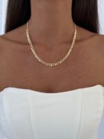 Özel Seri Yuvarlak Pul Tasarım Gold Zincir Kolye - Görsel 3