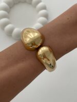 Özel Seri İkili Damla Tasarım Gold Kelepçe Bileklik