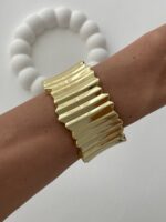 Özel Seri Tırtık Tasarım Gold Kelepçe Bileklik