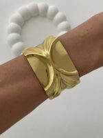 Çelik Soyut Tasarım Gold Ayarlanabilir Bileklik