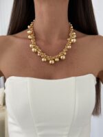 Özel Seri Çoklu Top Detay Gold Kolye - Görsel 3