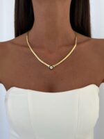 Özel Seri Ezme Zincir Çağla Model Gold Kolye - Görsel 2