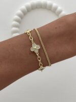 Özel Seri Yonca Model ikili Zincir Gold Bileklik