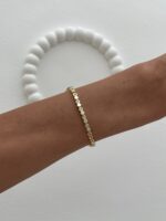 Özel Seri İnce Zirkon Taşlı Altıgen Tasarım Gold Bileklik - Görsel 3