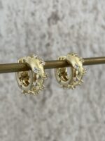 Özel Seri Zirkon Taşlı Mini Kalın Gold Halka Küpe